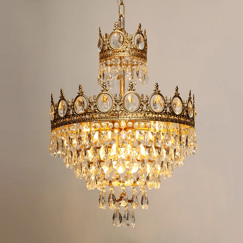 

Роскошная люстра в форме золотой короны, домашний декор, люстра со светодиодными кристаллами для гостиной, столовой, комнатного освещения