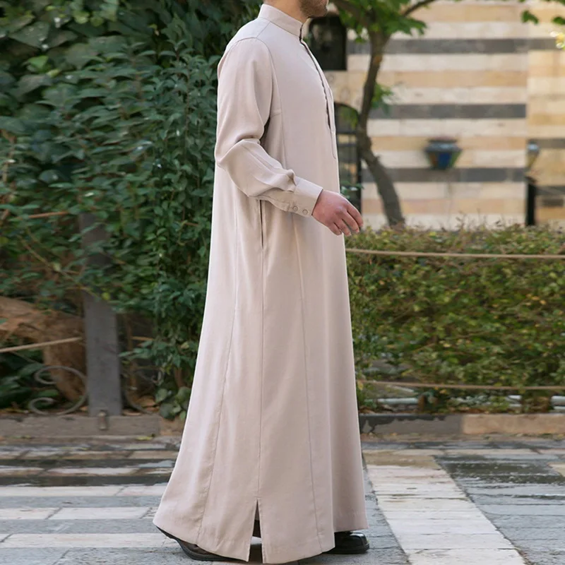 2019 мужские халаты Формальные с длинным рукавом сплошной цвет Loungewear стоячий