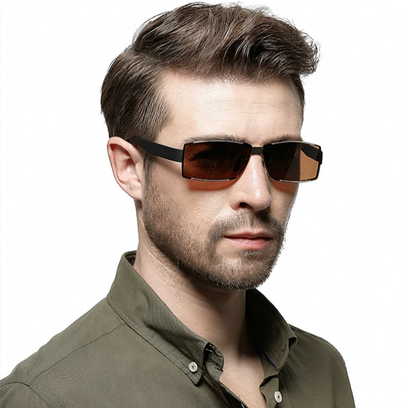 Поляризационные солнцезащитные очки мужские классические безрамные Квадратные