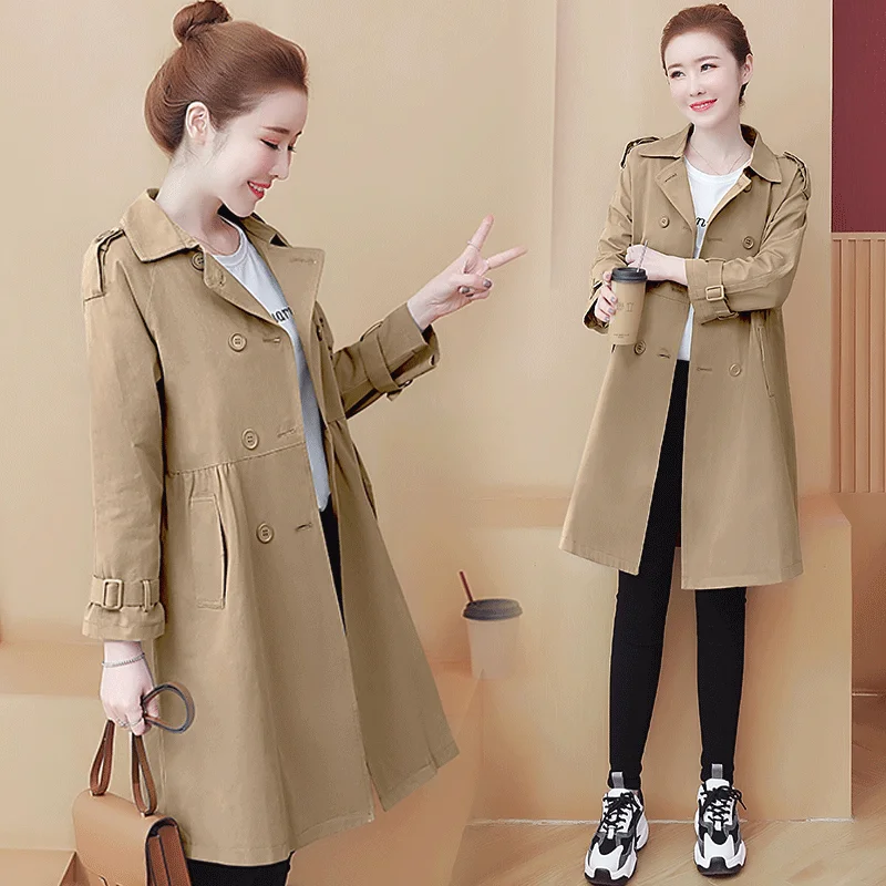 Корейское модное пальто для женщин двубортное женское элегантное офисное тонкий