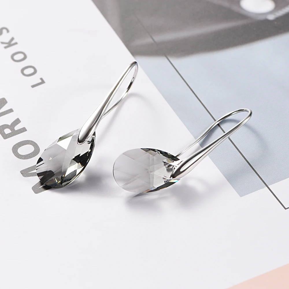 Black diamond MALANDA, серьги в форме капли воды для женщин, новая мода, кристалл от SWAROVSKI, серебряный цвет, подвеска, висячие серьги, ювелирное изделие, подарок для девочек - Окраска металла: Black diamond