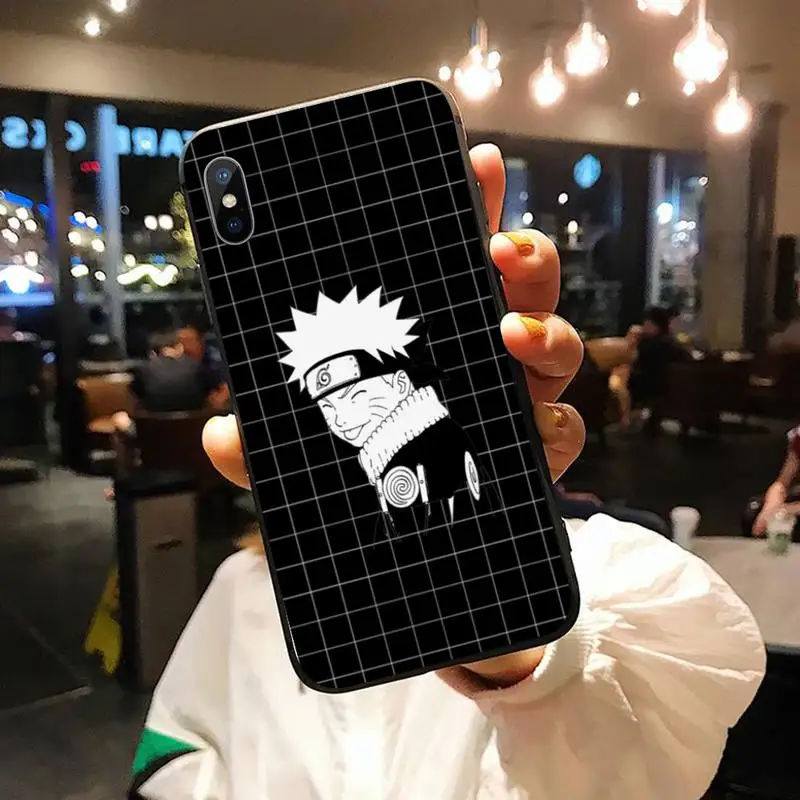 

Naruto Anime black white grid Gaara Phone Case for iPhone 11 12 pro XS MAX 8 7 6 6S Plus X 5S SE 2020 XR