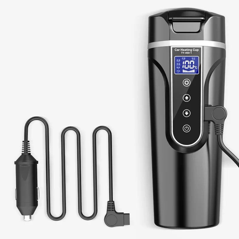 

New Portable Car Thermos Bottle Smart Touch Digital Display Insulated Cup 12/24/220V Home Traveling Heating Cup Water Bottle
