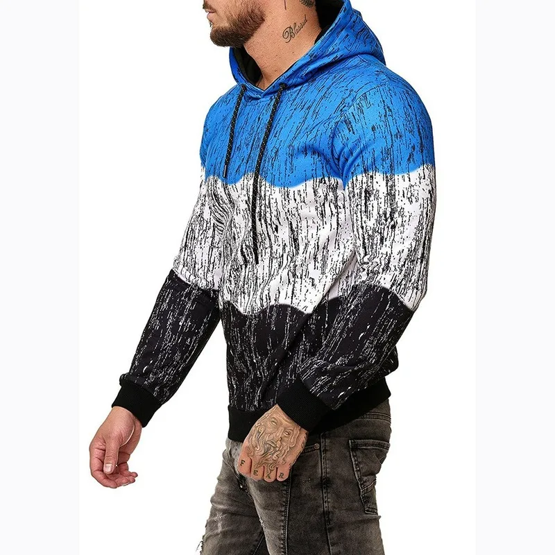 

Hot Sale 2021 Spring New Men's Fashion Color Matching Casual Sports Hoodie Long-sleeved Men's Sweatshirt Men's Clothing