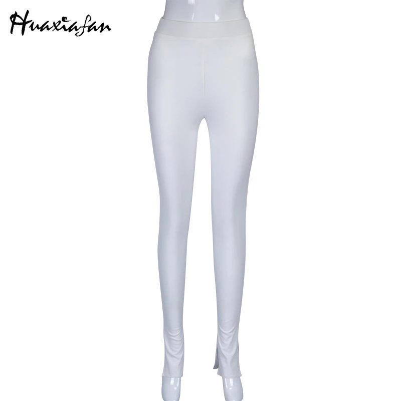 

Huaxiafan Solid Long Pants Women Summer Elastic Waist Bottom White Black Streetwear Pencil Pants Female 2021 Fashion Clothing