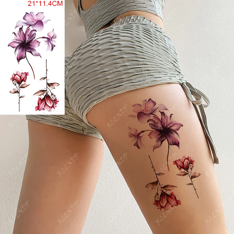 

Waterproof Temporary Tattoo Stickers Color Flower Rose Nice Body Art Arm Leg Fake Tatto Flash Tatoo for Women Men