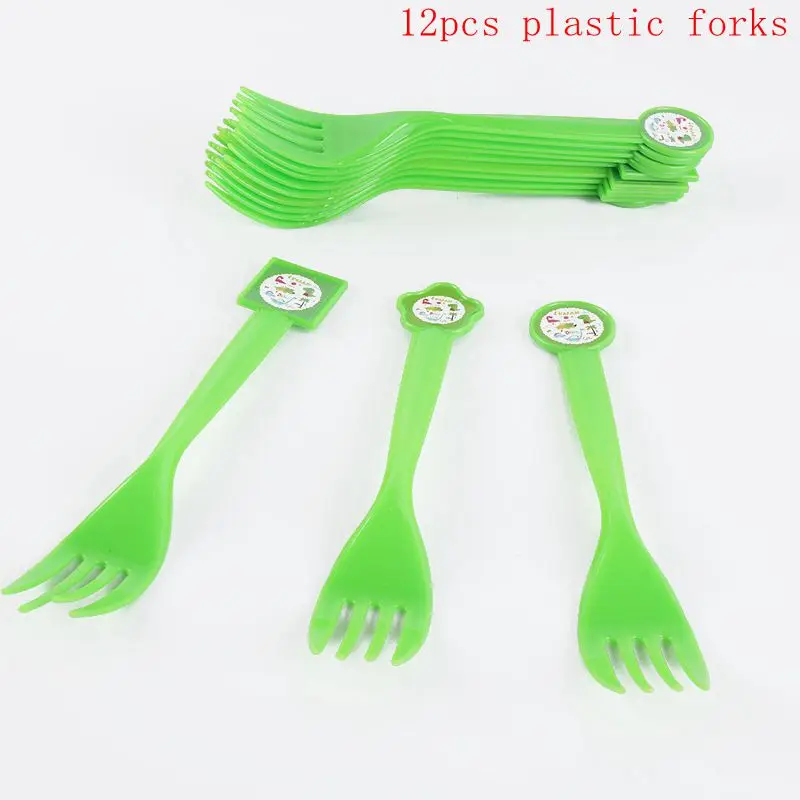 12pcs plastic forks Динозавр ПВХ фольга Висячие завитки динозавр день рождения украшения Детские сувениры Юрский динозавр Потолочные Подвесные гирлянды принадлежности - Цвет: 12pcs plastic forks