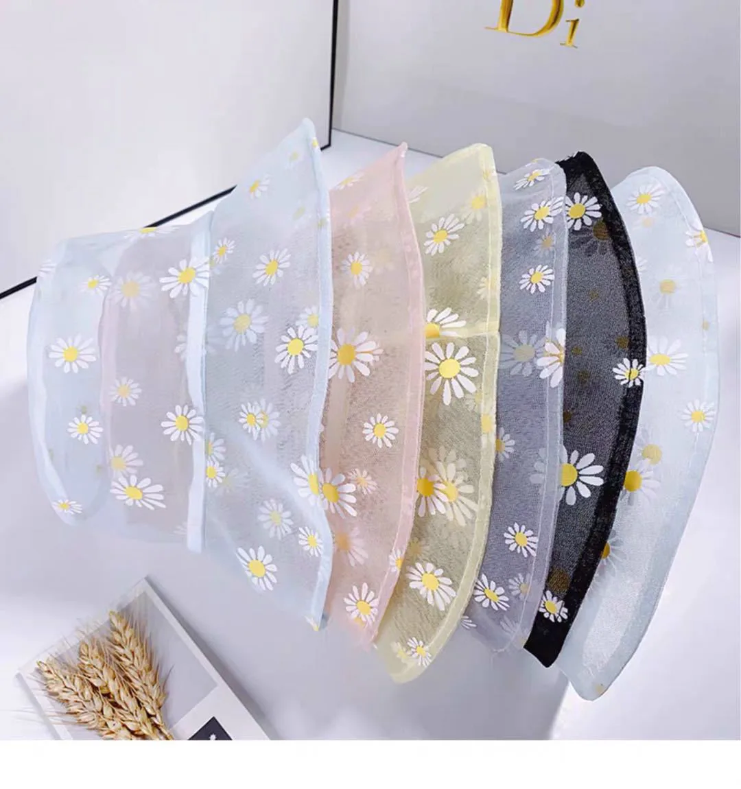 Панама женская прозрачная из органзы кружевная дышащая дорожная с маленькими