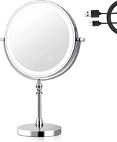 makeup mirror usb rechargeable 7 inch 3 color lights two sided magnification led vanity mirror touch cosmetic mirrors