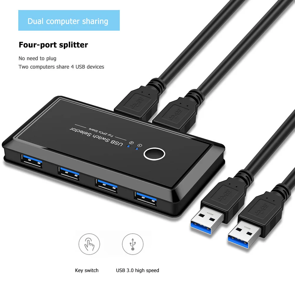 USB KVM Switch USB 3.0 2.0 Switcher 2 Port PCs Sharing 4 Devices for Keyboard Mouse Printer Monitor USB 2.0 3.0 Switch Selector
