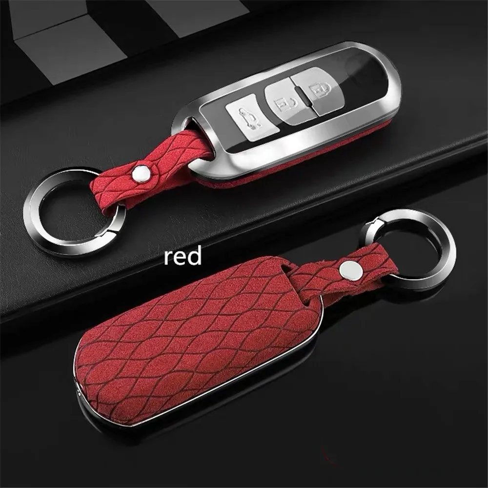 

Car Key Case Keychain Cover Genuine Leather Galvanized Alloy For Mazda 3 CX9 CX3 CX5 CX7 Speed Auto Accessories