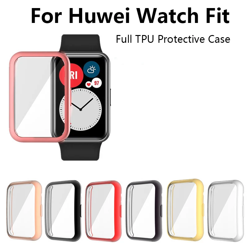 Мягкий защитный чехол из ТПУ для Huawei Watch Fit с полной защитой экрана чехлы Бампером