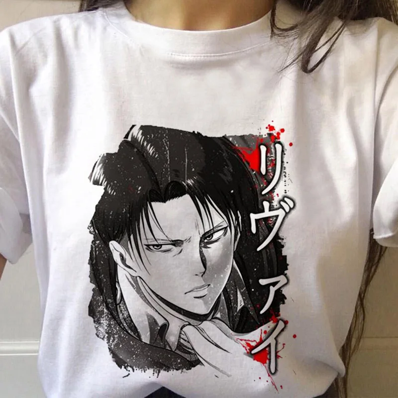 

Japanese Anime Attack On Titan Women Harajuku T-shirt Levi Eye Punk Graphic Tees Tops Summer Loose Manga Short Sleeve Tshirt