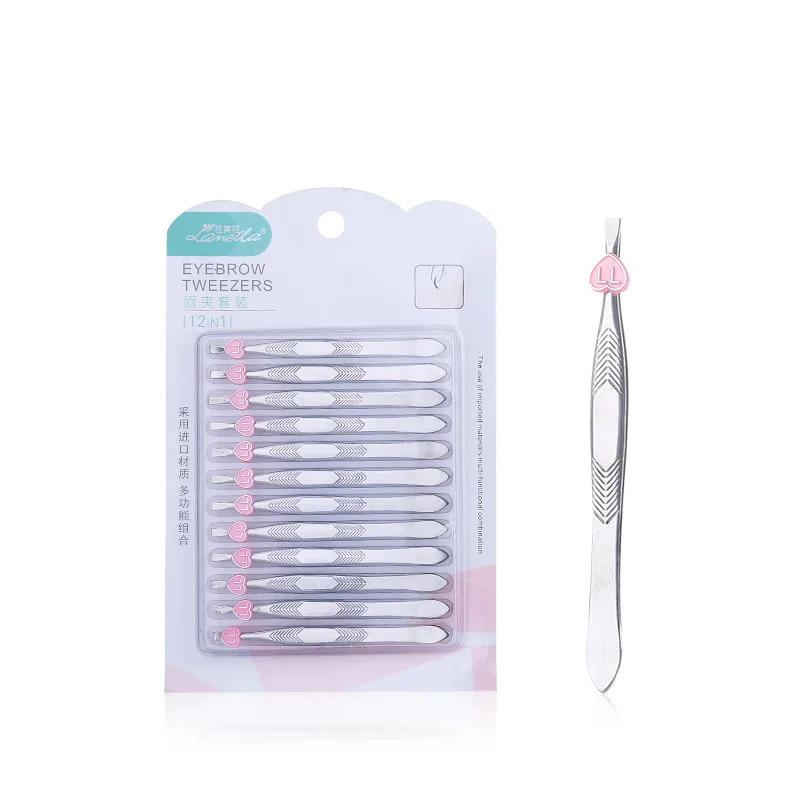 12PcsEyebrow Пинцет из нержавеющей стали плоскогубцы тянуть щипцы для бровей Усы тянет