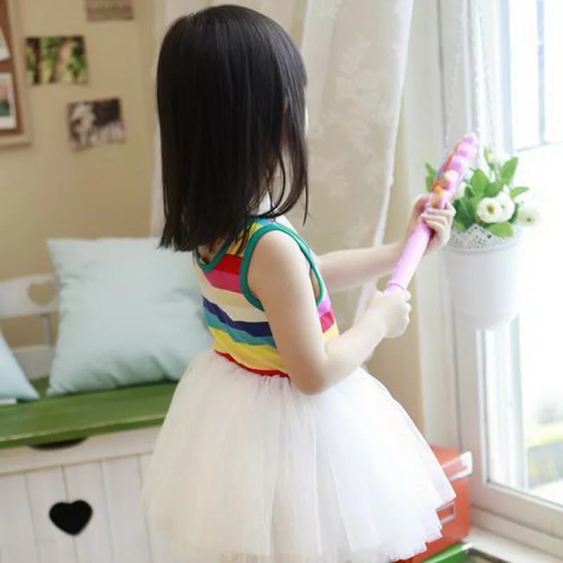 Платье-пачка без рукавов для маленьких девочек кружевное платье-жилет малышей