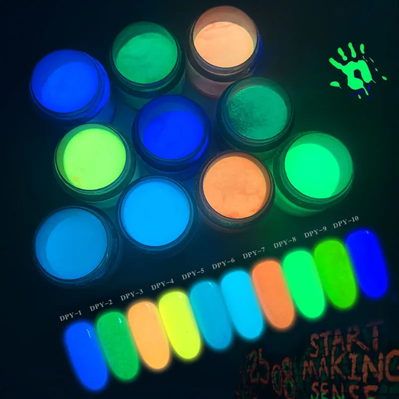1Pot 10 мл светящиеся погружные порошки для ногтей Светящиеся в темноте блестящие