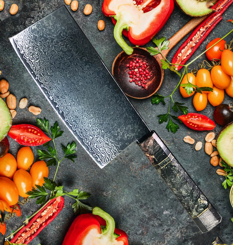 Дамасская сталь, нож повара Nakiri, китайские умные ножи, острый нож для нарезки стейка, кухонный нож, столовые приборы