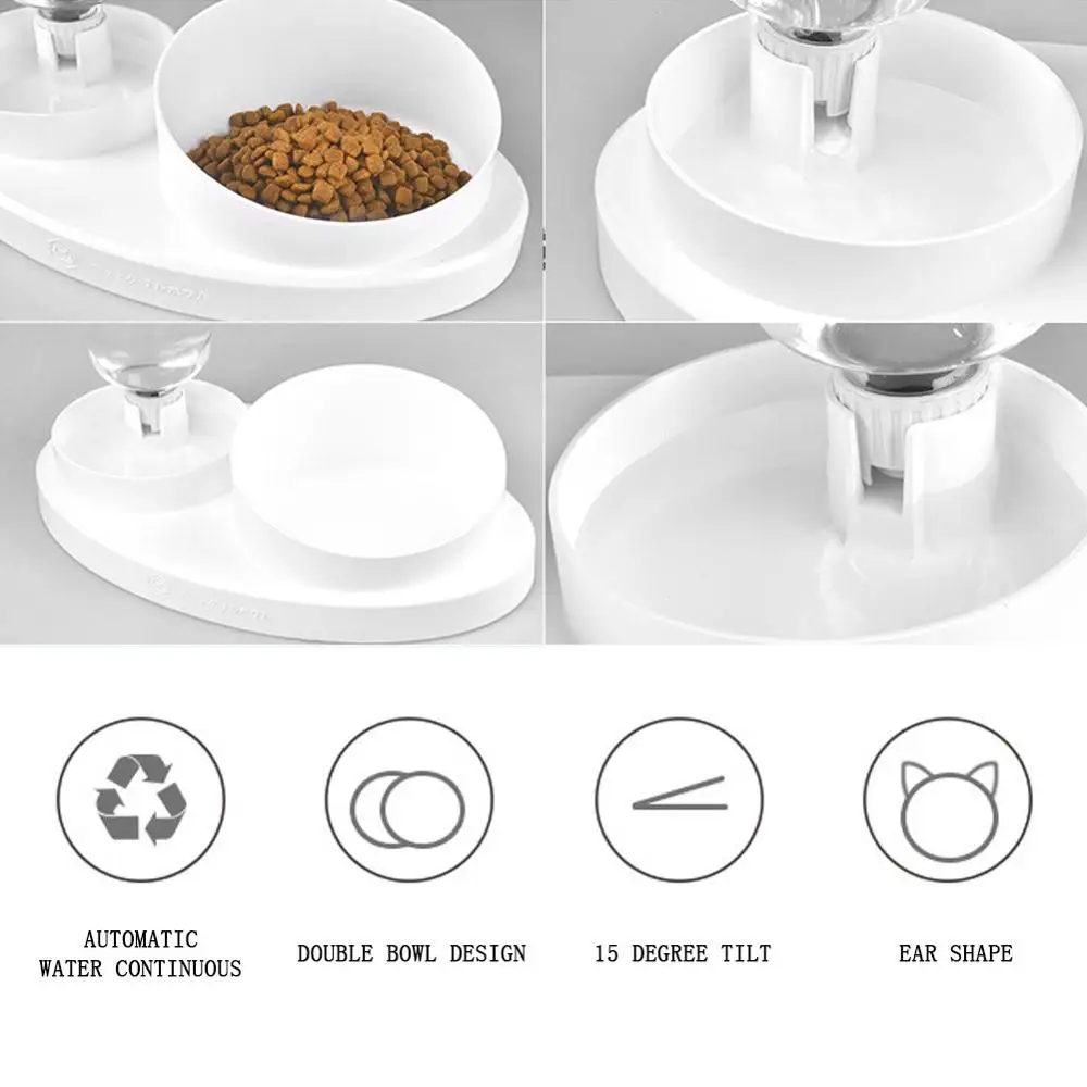 

Adjustable Pet Food Dish Automatic Bowl Pet Dog Cat Feeder Water Bowl Pet Supplies Pet Cats Oblique Double Bowl With Holder NEW