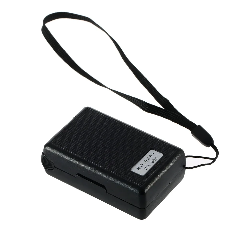

1pcs 30X 60X LED Mini Pocket Magnifying Lupa Hand Magnifier Portable Jeweler Microscope Currency UV Detector Len Newest