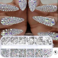 12 gridbox 3d nail crystal rhinestone rectangular glitter jewelry glass diamond gem nail art decorations nail rhinestones