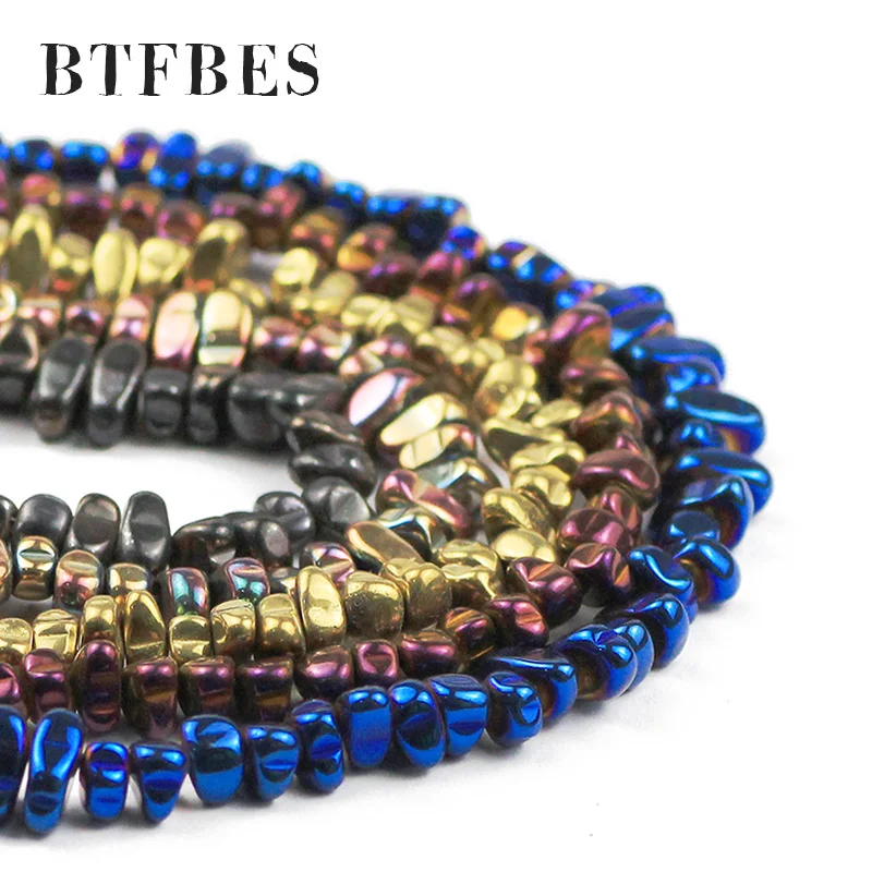 

BTFBES Irregular Natural Hematite Gravel Stone Charm Spacer Loose bead For Jewelry Making Handmade DIY Bracelet Accessorie 4-8mm
