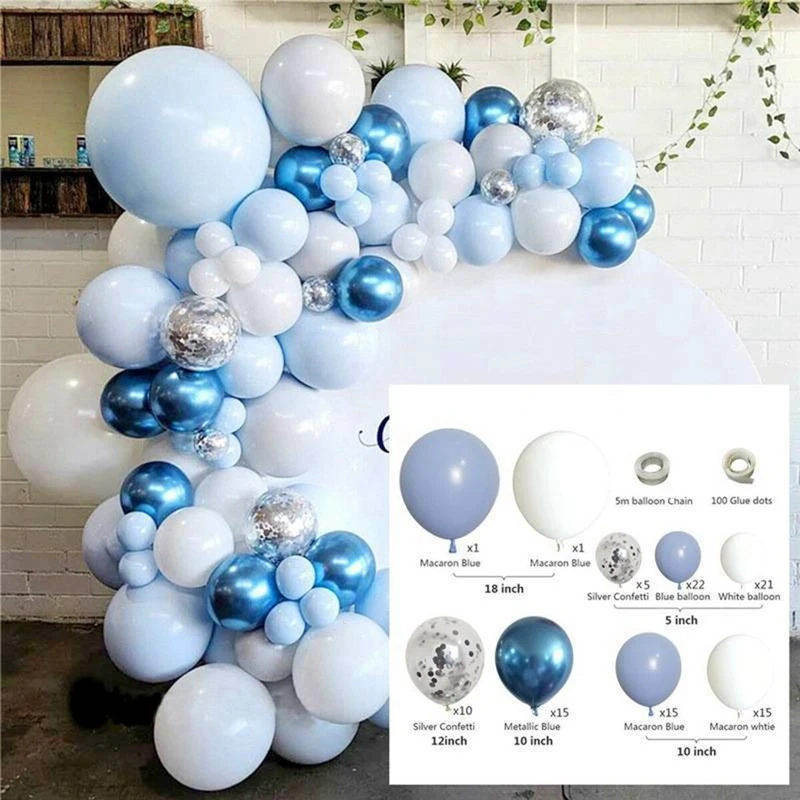 

107 Pcs Macaron Balloons Garland Arch Party White Blue Balloons Wedding Birthday Festival Decoration Event Balloon Set