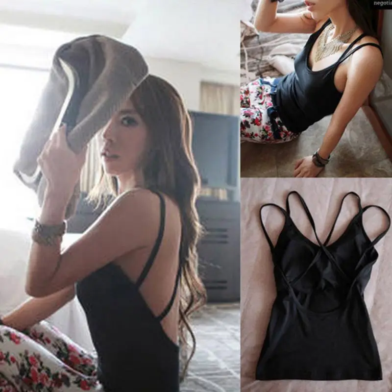 Женская майка без рукавов на бретелях-спагетти | одежда