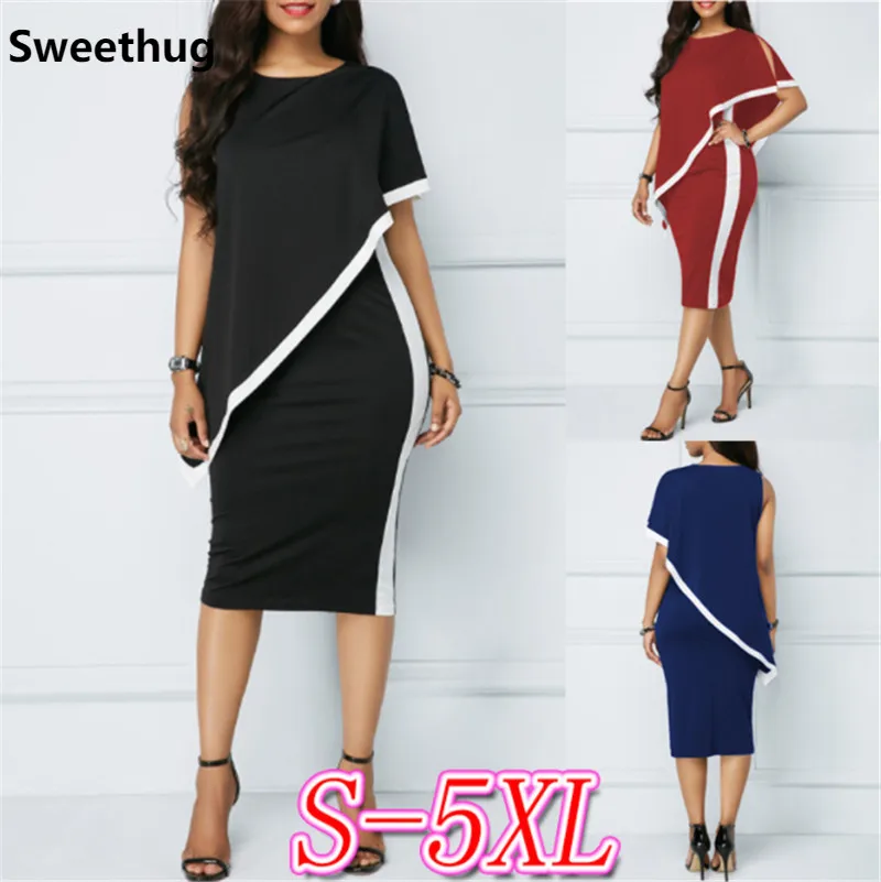 Женское летнее платье в стиле пэчворк черно-белое повседневное приталенное с