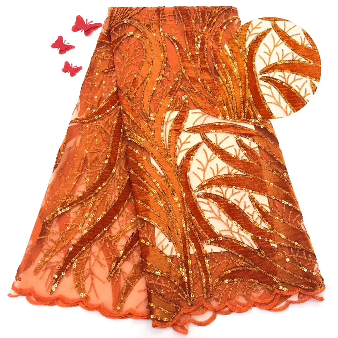 Paarse Kleur Fluweel Kant Afrikaanse Tulle Franse Netto Stoffen Nigeriaanse Bruiloft Mesh Fluwelen Met Sequin | Дом и сад