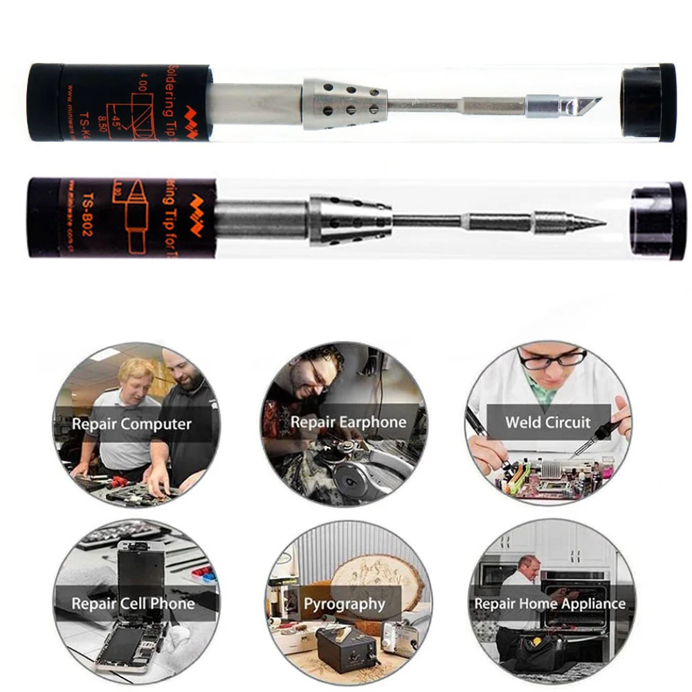 

Minidso TS80/TS80P Soldering Iron Tip Lead Free TS B02 BC02 D25 K4 J02 Internal Heated Solder Bit Head Replacement