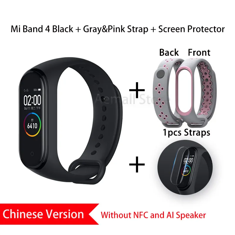 CN YDSGraypink Xiaomi Mi группа 4 смарт-браслет Цвет Экран активно-матричные осид сердечного ритма Водонепроницаемый спортивные Фитнес Bluetooth гарнитура глобальная версия - Цвет: CN YDSGraypink