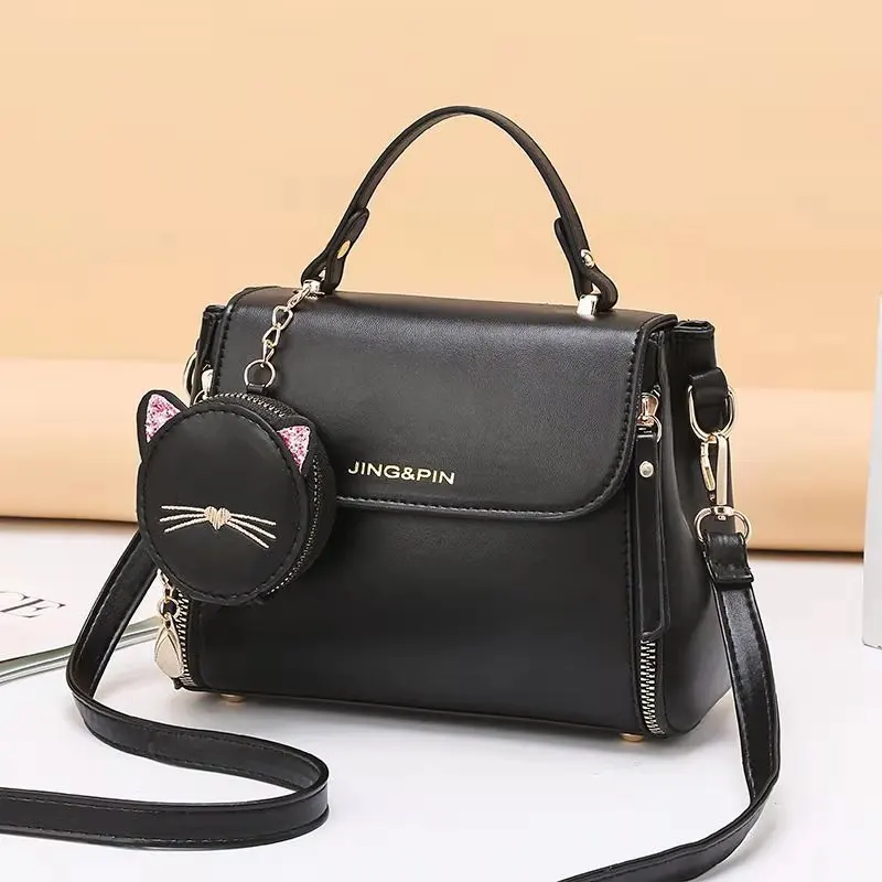 

2021 Ladies Small Handbags New Flip Messenger Bag Kitten ornaments Fashion Small Fresh Ladies Small Square Bags Women Diagonal