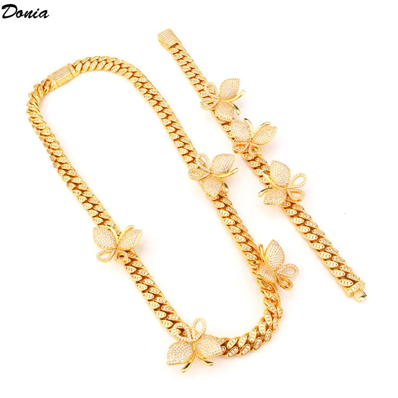 

Donia jewelry European and American fashion luxury butterfly necklace with AAA zircon necklace bracelet set exaggerated jewelry