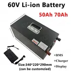 Литий-ионный аккумулятор 60 в 50 Ач 70 ач с BMS для скутера 8000 Вт источник питания для мотоцикла с зарядным устройством 5 А