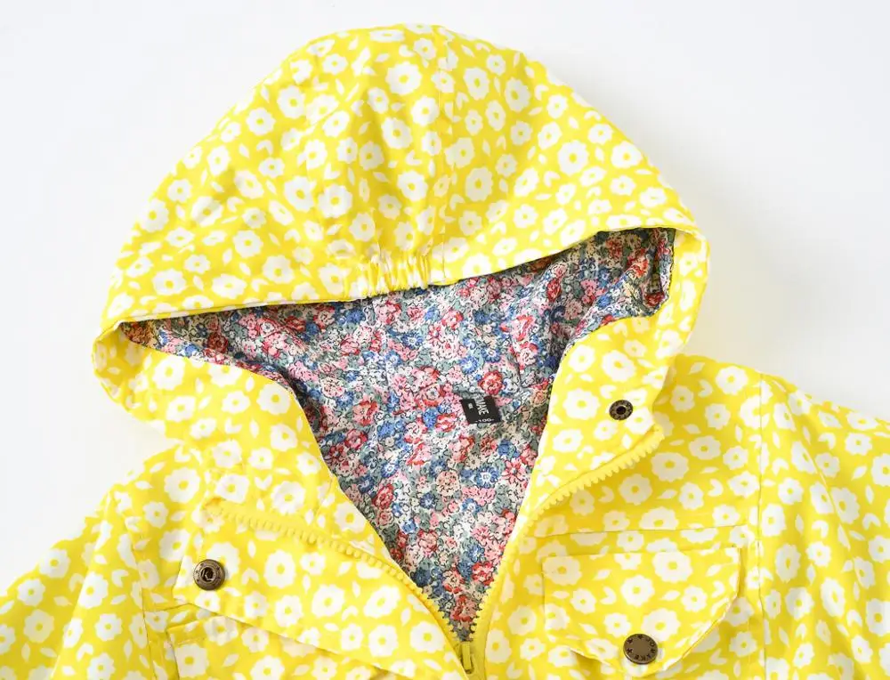 

New Fashion spring and autumn jacket girls flower print hooded windbreaker cute girl casual jacket jacket 2-7Yys Girls clothes