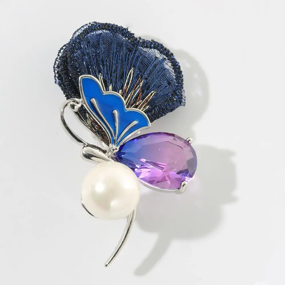 Броши Neoglory в китайском классическом стиле с бабочкой для женщин булавки жемчугом