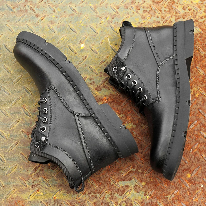 

High Quality Cowboy Botas Casual Shoes Men Boots Mens Winter Snow Shoes Snow Boots Warms Ankle Boots Genuine Leather Male Shoes
