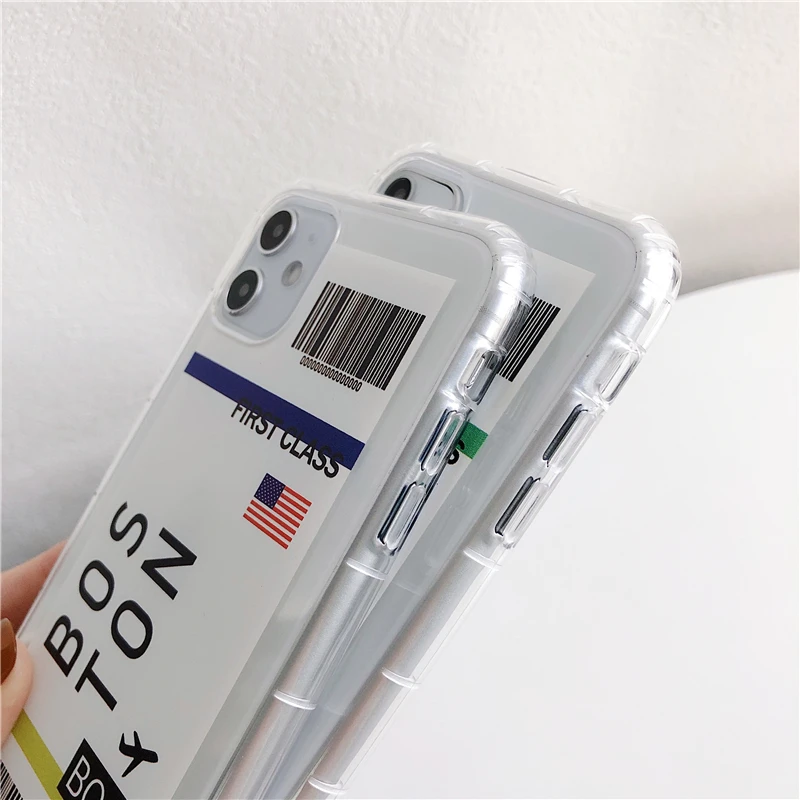 new york seoul tokyo ins first ticket phone case for iphone 13 7 8 plus 11 pro x xs max 12 mini flight ticket luxury clear cover free global shipping