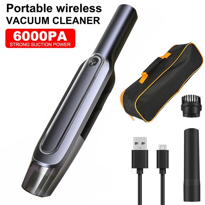 

Беспроводной пылесос 6000Pa Портативный ручной пылесос Перезаряжаемые Мокрый Сухой Пылесосы для автомобиля дома шерсти домашних животных