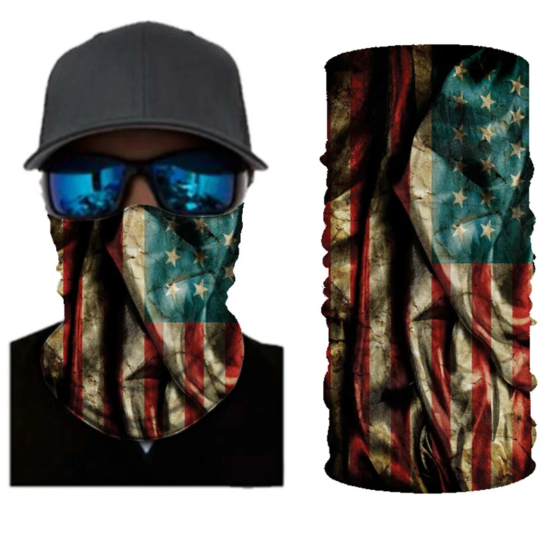 

3D Face Mask American Flag Printing Cyclist Face Hiking Fishing Masks Bandanas Headband Ski Balaclava Mask Magie Scarf