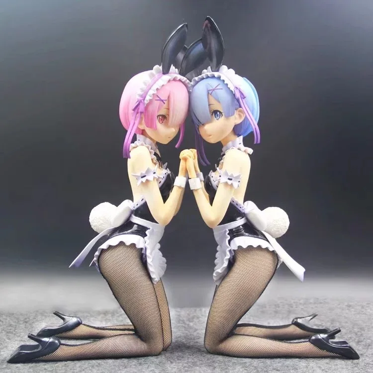 

1/4 Re:Life In A Different World From Zero Bunny Girl Ver. Ram Rem PVC Action Figure Anime Toys