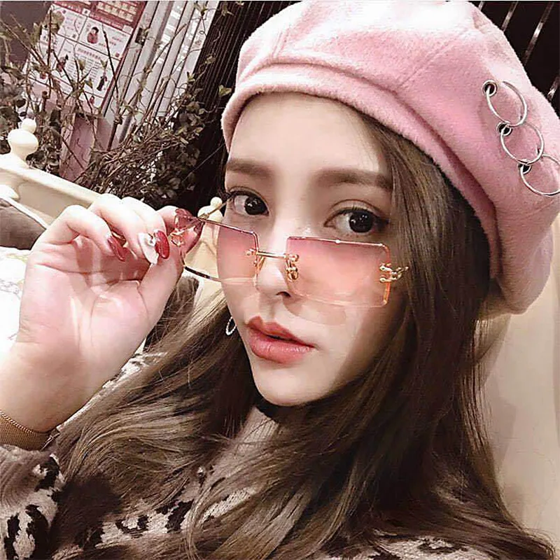 

Rimless Diamond Trimming 31274 Sunglasses Women's Net Red Same Style Small Sunglasses Fashion Girl Sunglasses