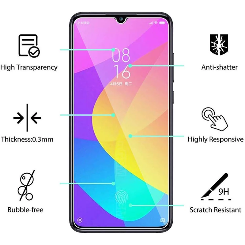 1-2 шт. закаленное стекло для защиты экрана xiaomi mi 9 lite light Защитное xiomi xaiomi xiami xoami mi9 |