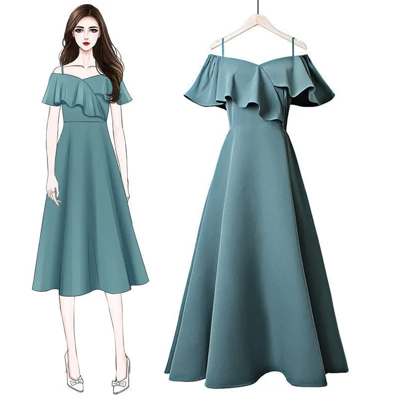 

Suspender Length Dress Chic and Elegant Dresses for Women 2022 Summer Harajuku Playa Urban Korean Fashion Trendyol Basic Robe