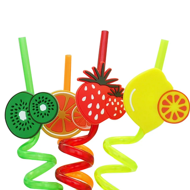

Creative Hawaii Party Fruits Disposable Straws Kids Cartoon Animal Straws Party Bar Straws Juice Straws Home Kitchen Supplies