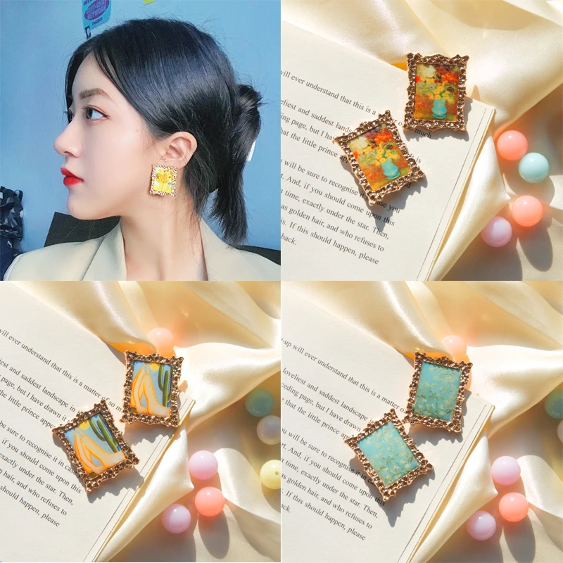 

Girls Cute Vintage Stud Earrings For Women Gold Geometric Statement Sunflower Fashion Jewelry Party Birthday Gift 2021 Hot Sale