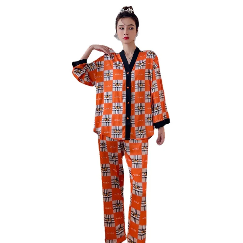 

Japanese Style Collar Pajamas for Women 2021 Winter New Long-Sleeved Trousers Korean Style Ins Loose XXL Size Sexy Pjs