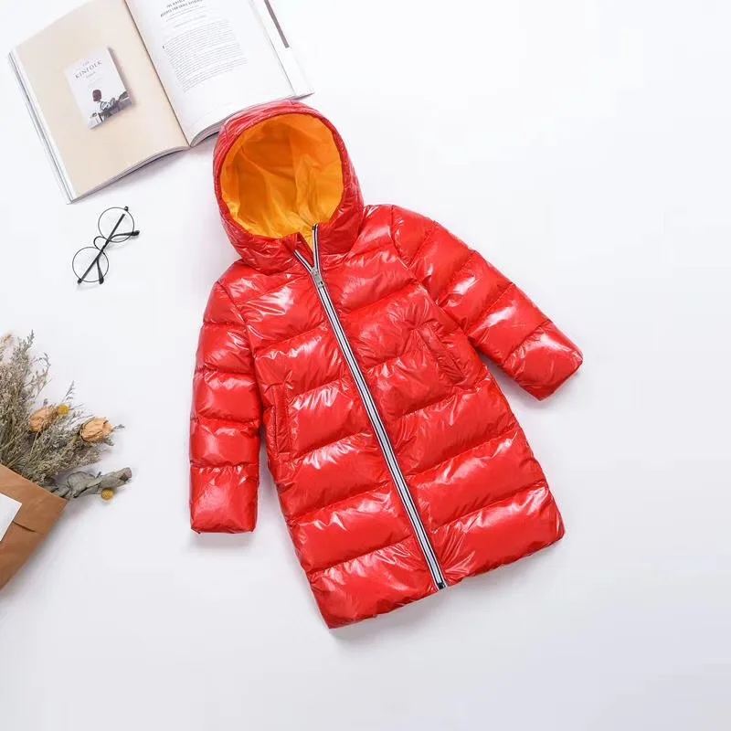 Куртки для девочек серебристого цвета мальчиков Детская зимняя пуховая одежда