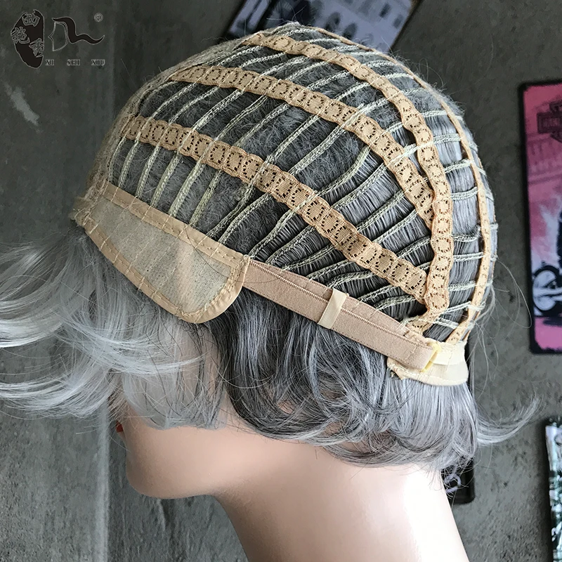 Синтетический короткий многослойный кудрявый парик XISHIXIU женский Парик 1B/серая