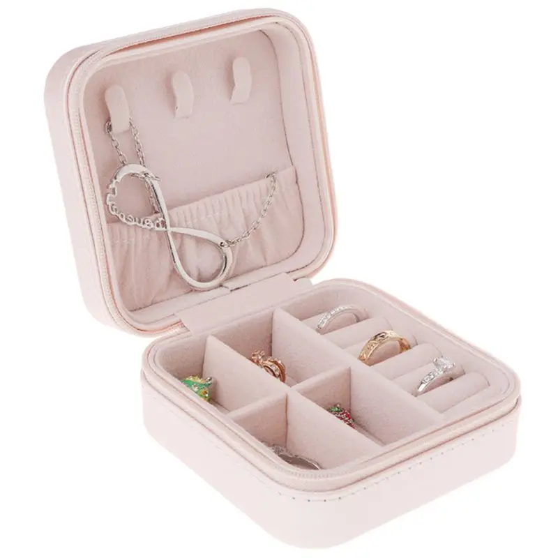 

Portable Jewelry Box Zipper PU Storage Organizer Jewelry Holder Packaging Display Travel Jewelry Case Gift Boxes For Women